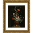 thumbnail image 1 of Jan van Huysum 12x14 Gold Ornate Wood Frame and Double Matted Museum Art Print Titled - Still Life of Flowers in a Terracotta Vase Before a Stone Niche, 1 of 4