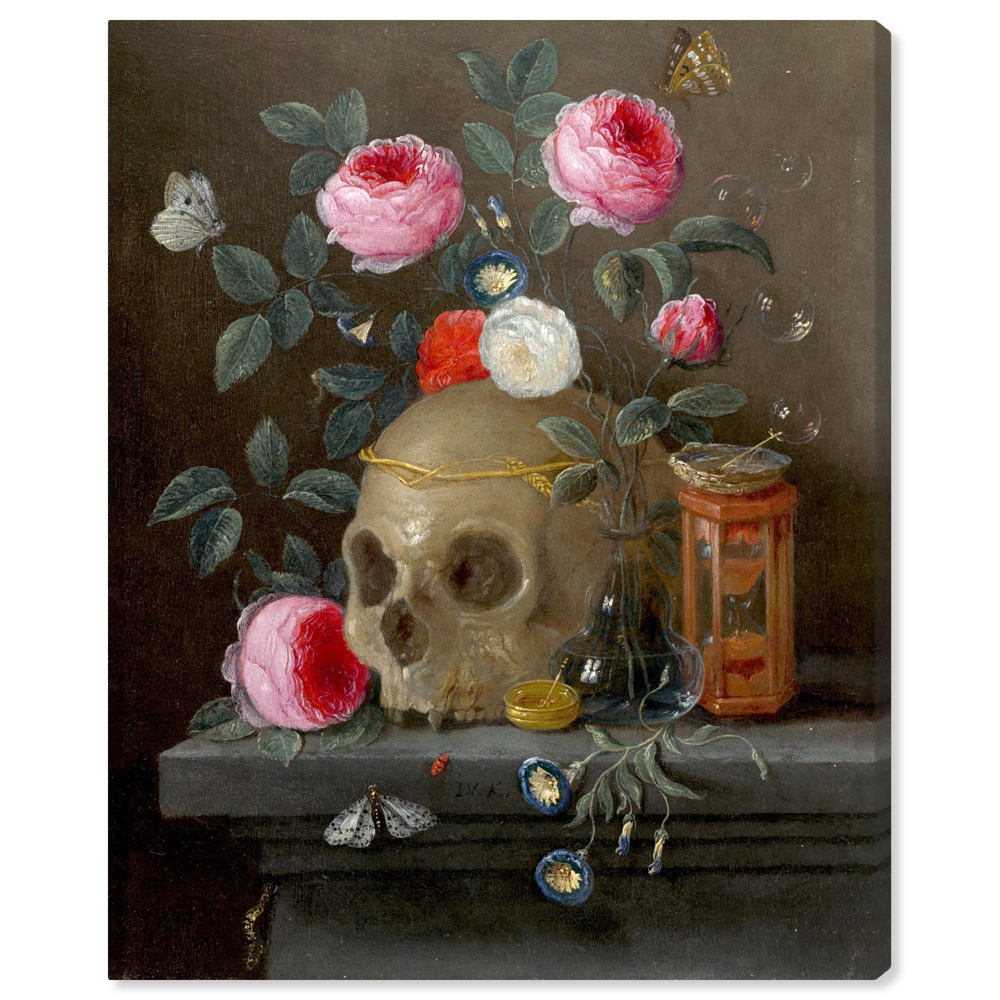Vanitas Still Life Vintage Floral Canvas Wall Art, 24" x 20"