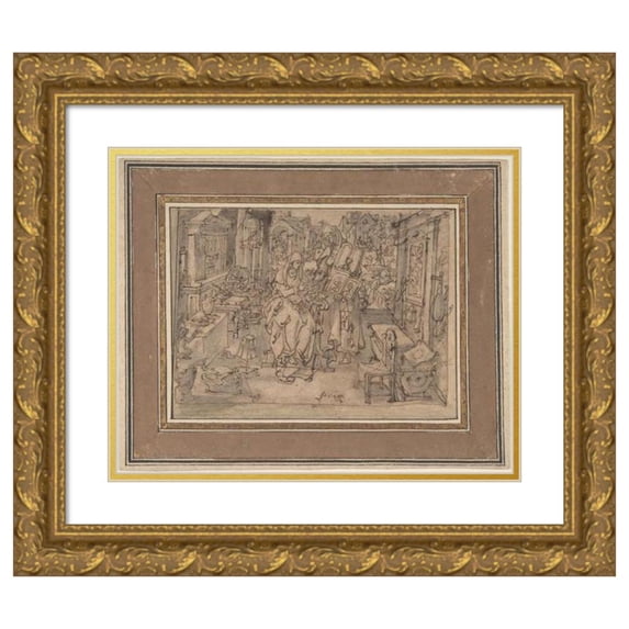 Jan van der Straet 18x15 Gold Ornate Wood Frame and Double Matted Museum Art Print Titled - Vanitas (Mid-16th-Early 17th Century)