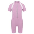 thumbnail image 1 of JanJean Boys Girls Swimwear Short Sleeve Zipper Front Bathing Suit Shorty One Piece Rash Guard Swimsuits Wetsuit Pink 8, 1 of 7