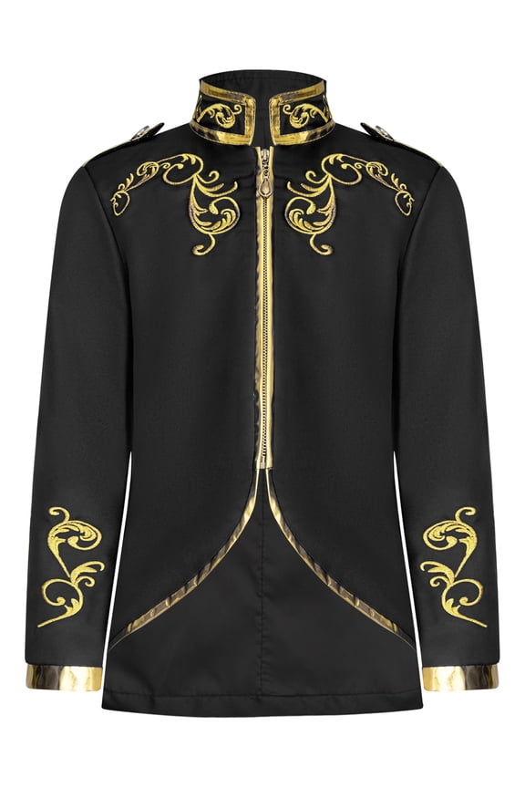 Boys Palace Prince Gold Embroidered Jacket Coat Halloween Long Sleeve Court Uniform Party Black 145