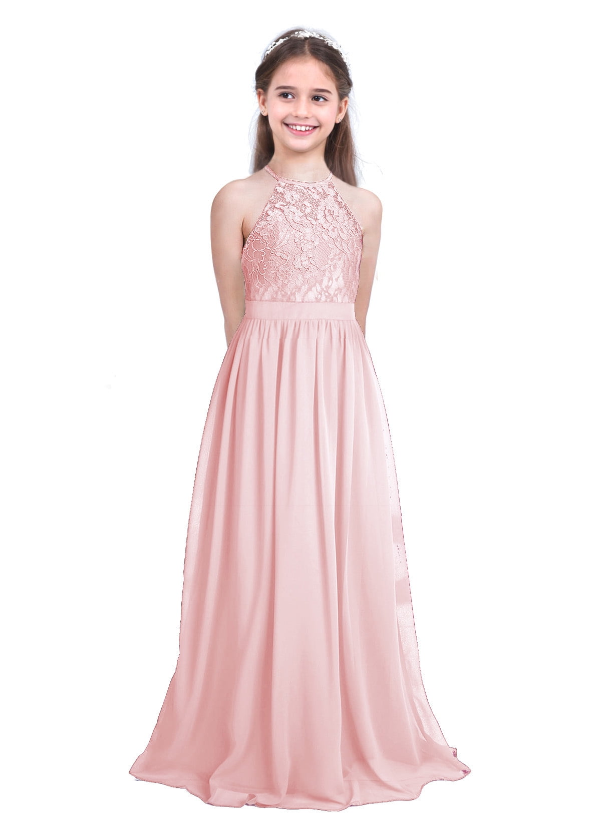 JanJean Flower Girls Dress Lace Chiffon Dress Wedding Bridesmaid Party  Evening Prom Gown Deep Purple 14 - Walmart.com