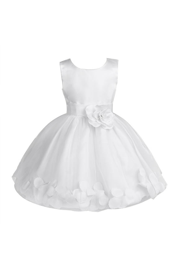 Flower Girls Princess Dress Birthday Party Wedding Wingding Pageant Bridesmaid Ball Grows White 12