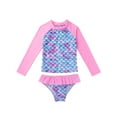 thumbnail image 1 of JanJean Girls 2 Pieces Swimsuits Long Sleeve Rash Guard Set Sport Swimwear Summer Beachwear Bathing Suit Pink 6, 1 of 7