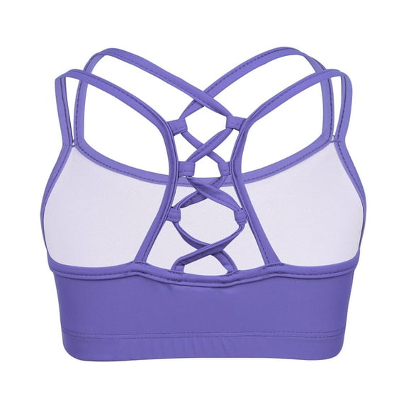 JanJean Girls Ballet Dance Crop Tops Criss Cross Sport Tank Tops Workout Yoga Exercise Sports Bra Lavender 6
