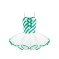 thumbnail image 1 of JanJean Girls Candy Cane Bowknot Mesh Ballet Tutu Dress Figure Ice Skating Leotard Dress Christmas Green 8, 1 of 7