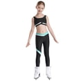 thumbnail image 1 of JanJean Girls Figure Skating Gymnastic Training Outfit Yoga Workout Suit Sleeveless U Neck Vest Top Black&Blue Green 10, 1 of 7