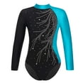 thumbnail image 1 of JanJean Girls Long Sleeves Ballet Dance Leotard Shiny Diamonds Ice Skating Jumpsuit Athletic Lake Blue 14, 1 of 6