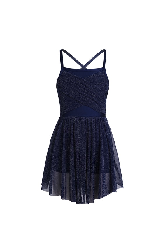 Girls Lyrical Ballet Dance Dress Gymnastics Leotard Ballerina Costume Ballroom Dancewear Navy Blue 8