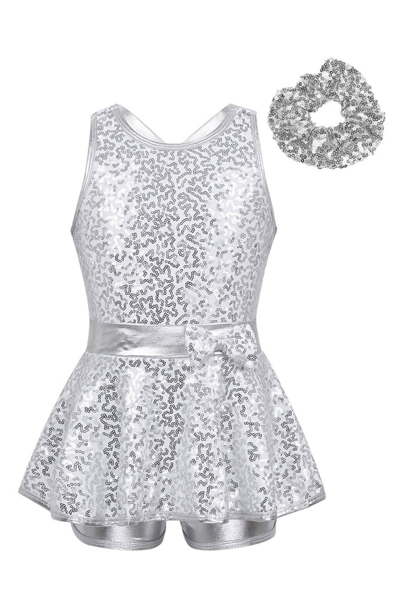 Girls Sparkle Dance Clothes for Jazz Latin Hip Hop Ballet Ballroom Dance Costume Backless White 10