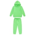 thumbnail image 1 of JanJean Kids 2 Piece Sport Sweatsuit Athletic Tracksuit Boys Girls Drawstring Hoodie Pullover with Fluorescent Green 100, 1 of 9