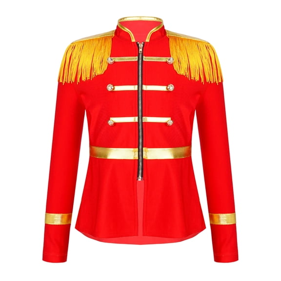 JanJean Kids Boys Girls Circus Ringmater Coat Marching Band Uniform Carnival Party Tassel Jacket Coat Red 10