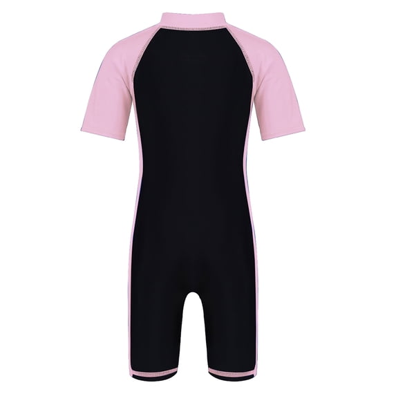 JanJean Kids Boys Girls One Pieces Swimsuit Zipper Front Rash Guard Set UPF 50+ Sun Protection Pink&Black 8