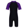 thumbnail image 1 of JanJean Kids Boys Girls One Pieces Swimsuit Zipper Front Rash Guard Set UPF 50+ Sun Protection Purple&Black 6, 1 of 6