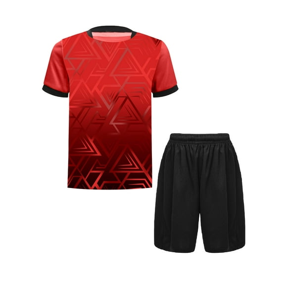 JanJean Kids Boys Soccer Jersey and Shorts Set Athletic T-Shirt Football Team Training Uniforms Red 14