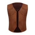 thumbnail image 1 of JanJean Kids Boys Western Cowboy Cowgirl Vest Halloween Holiday Carnival Party Dress Up Role Play Brown 6, 1 of 6