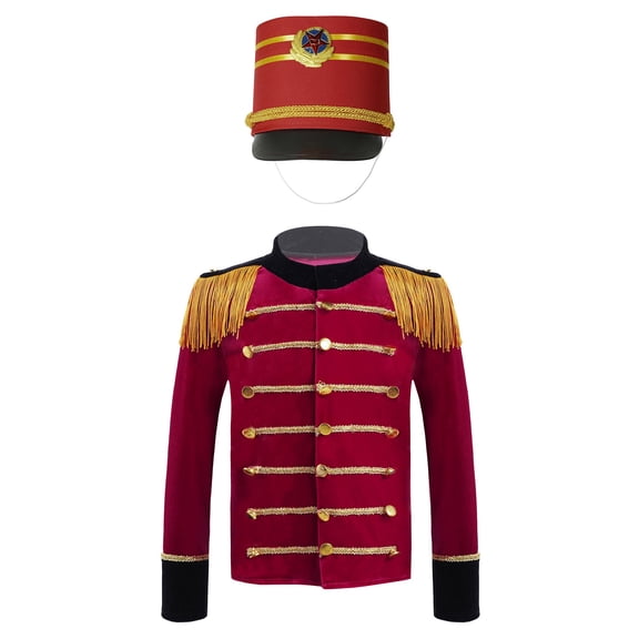 JanJean Kids Girls Boys Drum Major Costume Marching Band Uniform Halloween Christmas Carnival Red B 4
