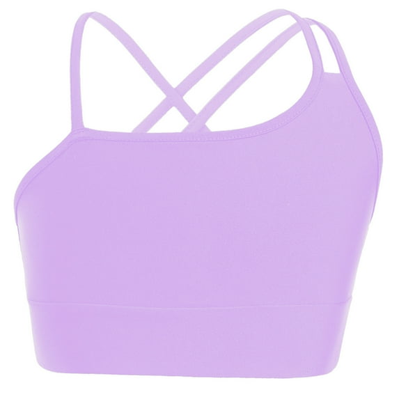 JanJean Kids Girls Criss Cross Camisole Sport Bras Crop Top Sleeveless Gymnastics Dance Yoga T-Shirt Purple 6