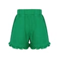 thumbnail image 1 of JanJean Kids Girls High Waist Denim Jean Shorts Frayed Raw Hem Wide Leg Short Jeans Hot Pants Loose Green 140, 1 of 7