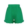 thumbnail image 1 of JanJean Kids Girls High Waist Denim Jean Shorts Frayed Raw Hem Wide Leg Short Jeans Hot Pants Loose Green 160, 1 of 7