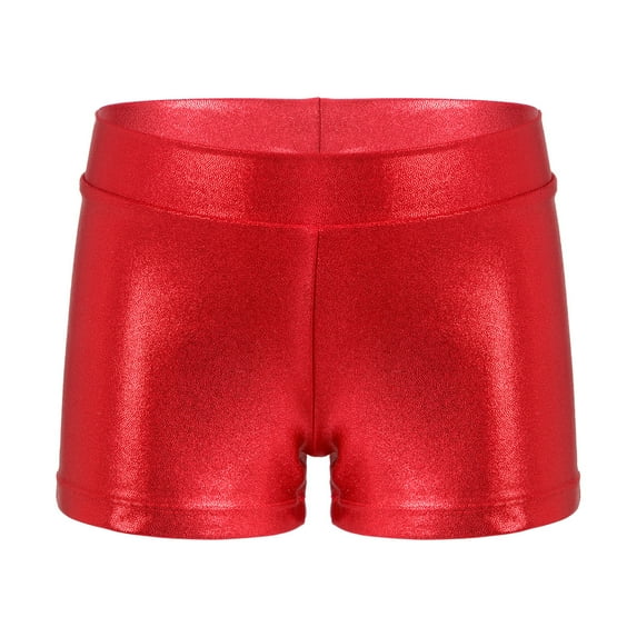 JanJean Kids Girls Jazz Modern Ballet Dance Booty Shorts Gymnastics Workout Sport Shorts Pants Red 140