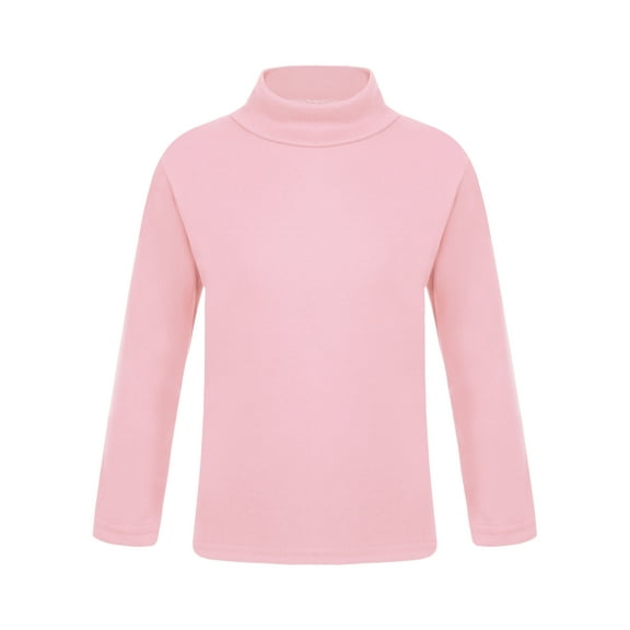 JanJean Kids Girls Long Sleeve Base Layer Thermal Tops Winter Baselayer Plain T-Shirt Workout Dance Pink 150