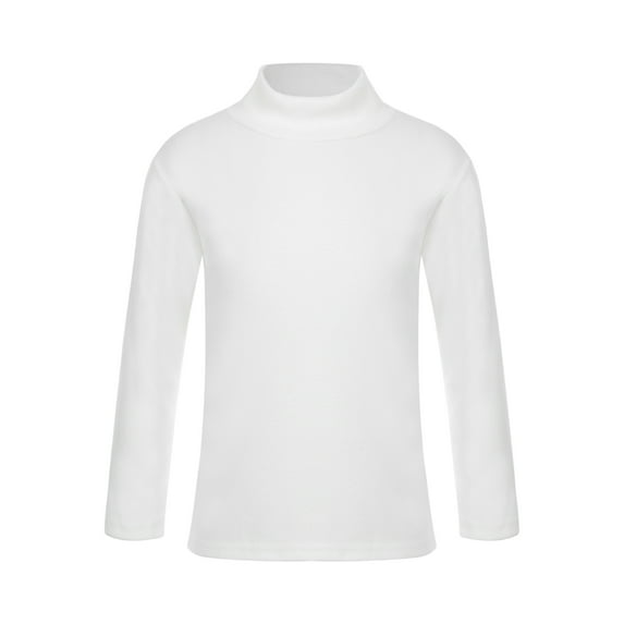 JanJean Kids Girls Long Sleeve Base Layer Thermal Tops Winter Baselayer Plain T-Shirt Workout Dance White 120