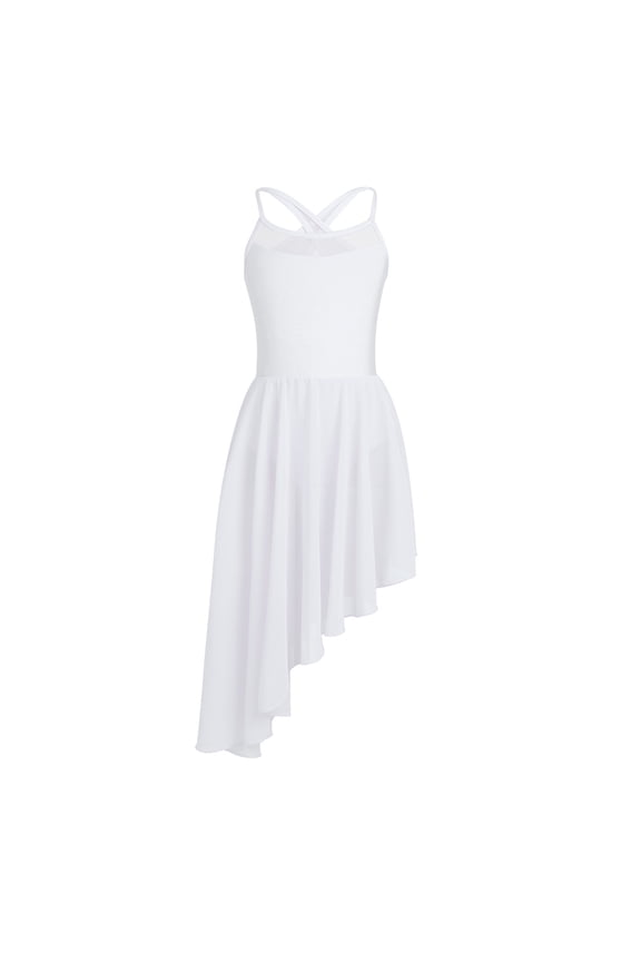 Kids Girls Lyrical Dance Dress Modern Contemporary Dance Costumes Gymnastics Ballet Leotards White XL