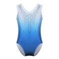 thumbnail image 1 of JanJean Kids Girls One Piece Ballet Dance Gymnastic Leotard Sleeveless V-Neck Shiny Rhinestone Blue 6, 1 of 7