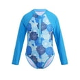 thumbnail image 1 of JanJean Kids Girls One Piece Swimsuits Prints Long Sleeve Bathing Suit Rash Guard Beach Swimwear Blue Flower 12, 1 of 7