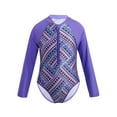 thumbnail image 1 of JanJean Kids Girls One Piece Swimsuits Prints Long Sleeve Bathing Suit Rash Guard Beach Swimwear Purple 16, 1 of 7