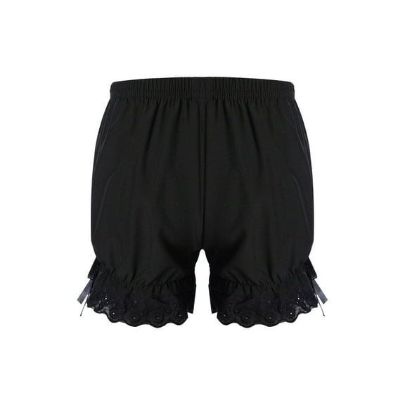 JanJean Kids Girls Ruffled Bloomers Shorts Cotton Lace Up Safety Short Pants Bottom Ruffled Bloomers Black 140