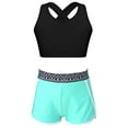 thumbnail image 1 of JanJean Kids Girls Sleeveless Criss Cross Back Crop Top with Elastic Wide Waistband Shorts Set for Geometric Black 8, 1 of 5