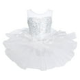 thumbnail image 1 of JanJean Kids Girls Sleeveless Sequins Ballet Dance Tutu Dress Ballerina Costume Gymnastics Leotard White 10, 1 of 6
