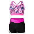 thumbnail image 1 of JanJean Kids Girls Sport Dance Outfit Sleeveless U Neck Crop Top with Patchwork Shorts Gymnastic Gardenia Rose 10, 1 of 7