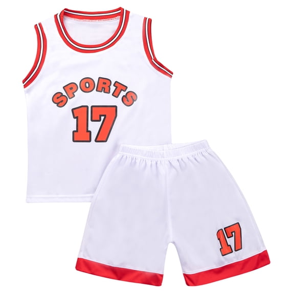 JanJean Kids Girls and Boys Unisex Football Basketball Training Outfits Sports Tank Tops and Shorts White 100