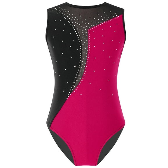 JanJean Leotards for Girls Gymnastics Dance Bodysuit Sleeveless Biketards One Piece Outfit Athletic Hot Pink 6