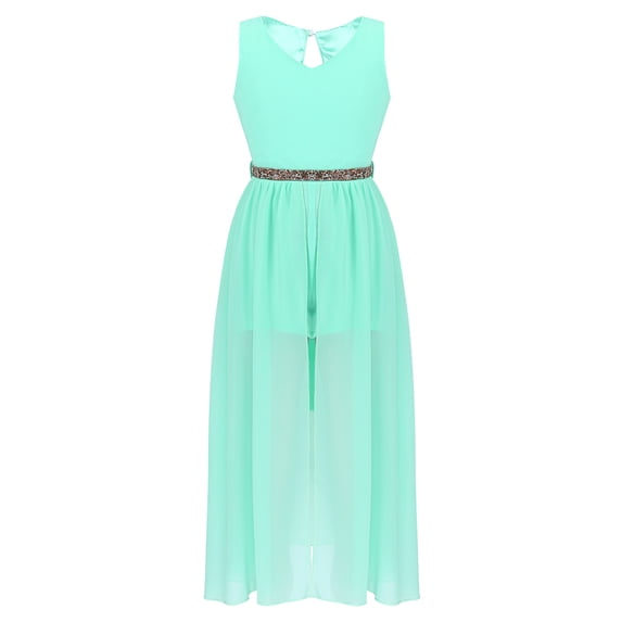 JanJean Little Girls Sleeveless V Neck Keyhole Rhinestones Maxi Jumpsuit Romper for Party Mint_Green 8