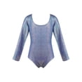 thumbnail image 1 of JanJean Long Sleeve Shiny Metallic Dance Gymnastics Leotard for Kids Girls One Piece Scoop Neck Yoga Blue 150, 1 of 7