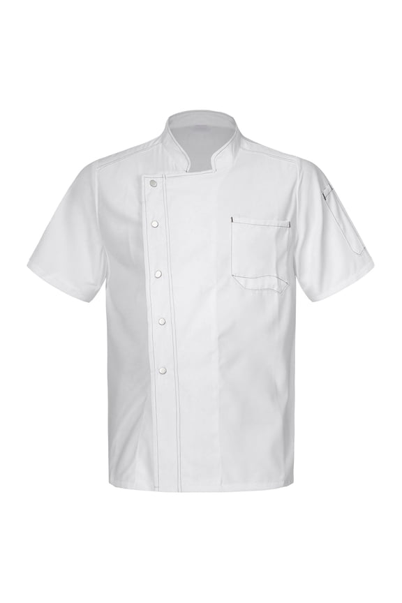 Men Women Chef Jacket Kitchen Work Uniform Breathable Chef Coats Restaurant Canteen Cooking White 3XL