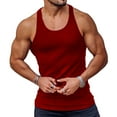 thumbnail image 1 of JanJean Men's Gym Tank Top Athletic Stringer Muscle Tops Ribbed Knit Vest Sleeveless Workout Bodybuilding T-Shirt Red M, 1 of 3