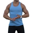 thumbnail image 1 of JanJean Men's Gym Tank Top Athletic Stringer Muscle Tops Ribbed Knit Vest Sleeveless Workout Bodybuilding T-Shirt Sky Blue L, 1 of 5