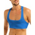 thumbnail image 1 of JanJean Men's Short Solid Sleeveless Y Back Muscle Half Tank Top T-Shirts Sports Bras for Men Blue L, 1 of 7
