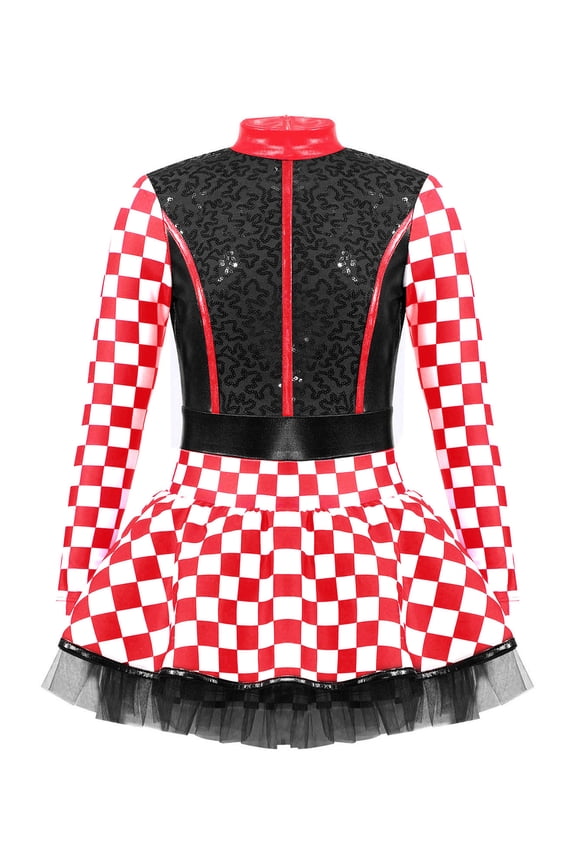 Racer Girls Cheer Leader Dance Tutu Dress Sequins F1 Opening Uniform Black 4