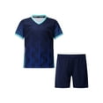 thumbnail image 1 of JanJean Soccer Uniforms for Kids Boys Football Jersey V Neck Practice T Shirt and Sport Shorts Set Navy Blue S, 1 of 7