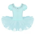 thumbnail image 1 of JanJean Toddler Little Girls Short Bubble Sleeves Rhinestone Ballet Dance Leotard Tutu Skirted Mint Green 4T, 1 of 7