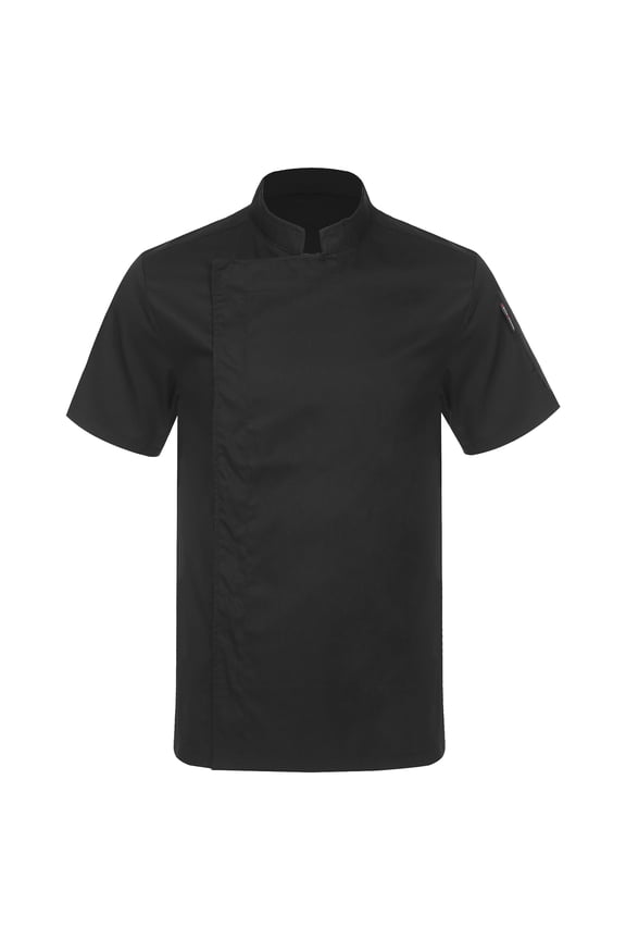 Unisex Chef Coat Men's Short Sleeve Chef Jacket Restaurant Kitchen Cooking Chef Working Black XXL