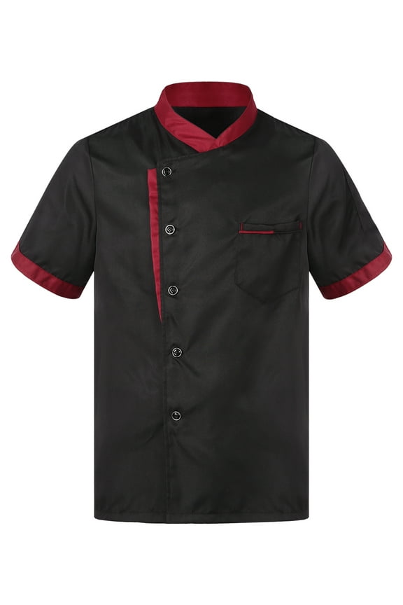 Unisex Chef Jacket Men's Short Sleeve Chef Coat Shirts Restaurant Kitchen Chef Uniforms for Black XL