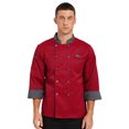 thumbnail image 1 of JanJean Unisex Double-Breasted Chef Coat Long Sleeve Restaurant Kitchen Cooking Chef Jacket Uniform Red 4XL, 1 of 7