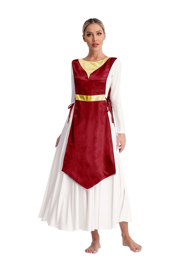 Womens Praise Dance Overlays Tunics Sleeveless Coverups Worship for Lyrical Church Choir Burgundy S